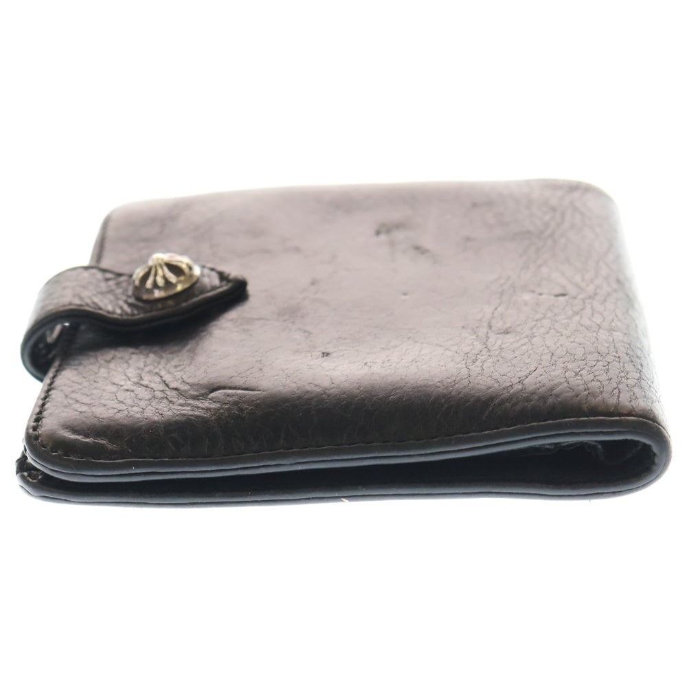 CHROME HEARTS(クロムハーツ) SQ BTN BILL スクエアボタンビル フラップボタン レザーウォレット 2つ折り財布 ブラック