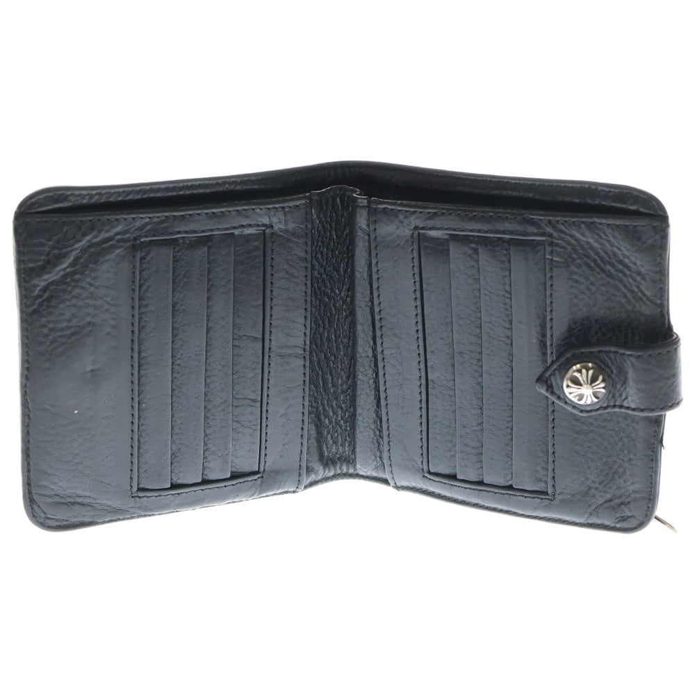 CHROME HEARTS(クロムハーツ) SQ BTN BILL スクエアボタンビル フラップボタン レザーウォレット 2つ折り財布 ブラック