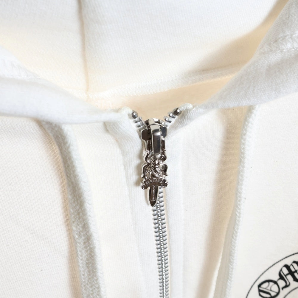 CHROME HEARTS(クロムハーツ) SWTSHRT HD ZIP バックホースシュー 袖フローラルプリント ジップアップフーディーパーカー ホワイト