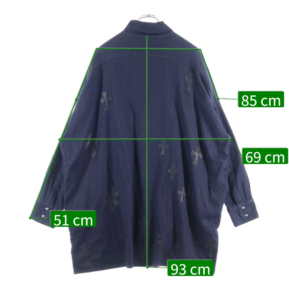 CHROME HEARTS(クロムハーツ) MAHAL KITA マハルキタ クロスパッチクロスボタンオーバーサイズ長袖シャツ インディゴ