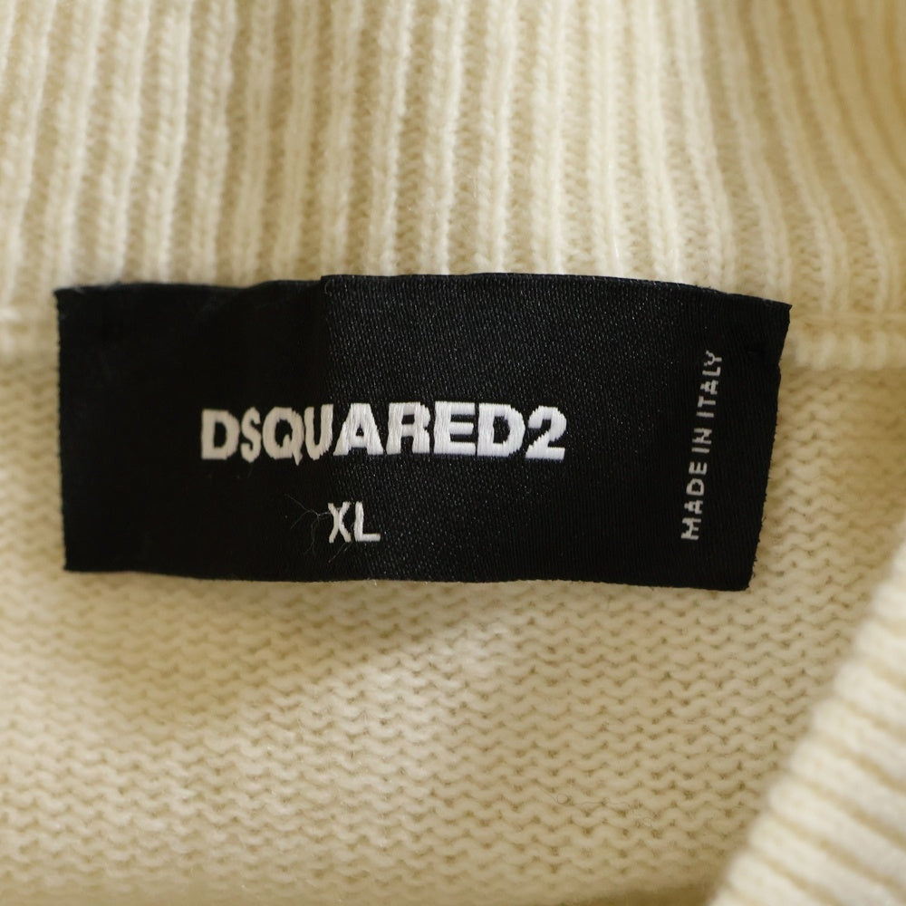 DSQUARED2(ディースクエアード) cream Wool Cardigan S74HA1437 D13051 ジップアップジャケット ベージュ