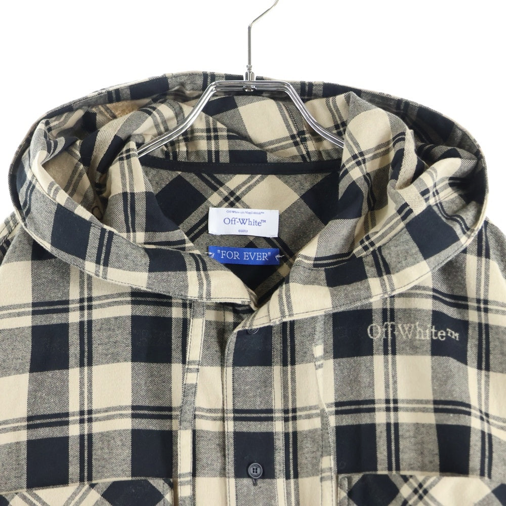 OFF-WHITE(オフホワイト) Checked Hood Shirt OMGE031C99FAB001 カーブ ヘム フード シャツ 長袖シャツ ブラウン