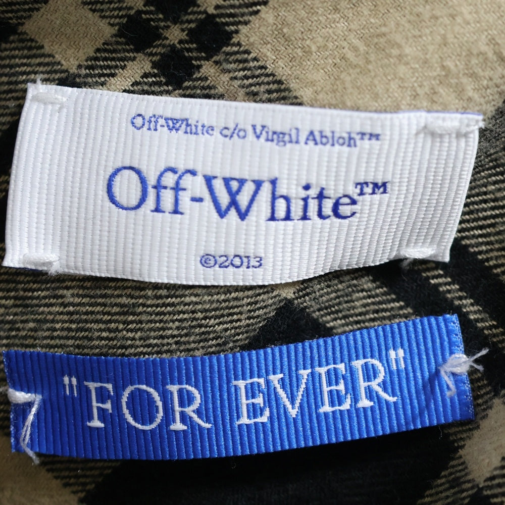 OFF-WHITE(オフホワイト) Checked Hood Shirt OMGE031C99FAB001 カーブ ヘム フード シャツ 長袖シャツ ブラウン