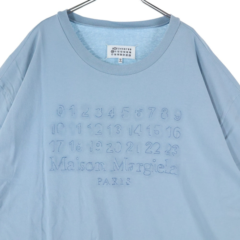 Martin Margiela 8(マルタンマルジェラ) EMBROIDER LOGO TEE S50GC0705 S24567 ロゴプリント半袖Tシャツ カットソー ライトブルー