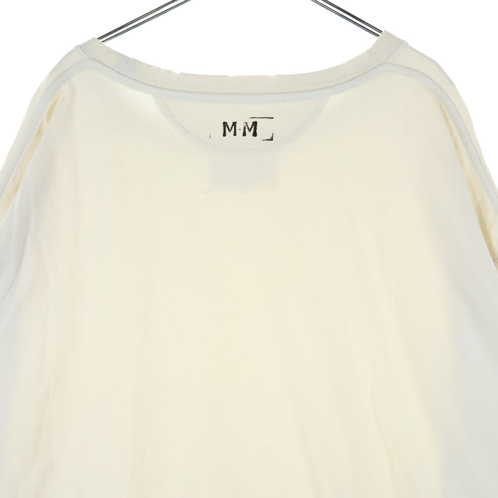 MAISON MARTIN MARGIELA 10(メゾンマルタンマルジェラ) スタンプロゴ ダメージ加工 長袖Tシャツ 長袖カットソー ベージュ S51GC0535 S24567