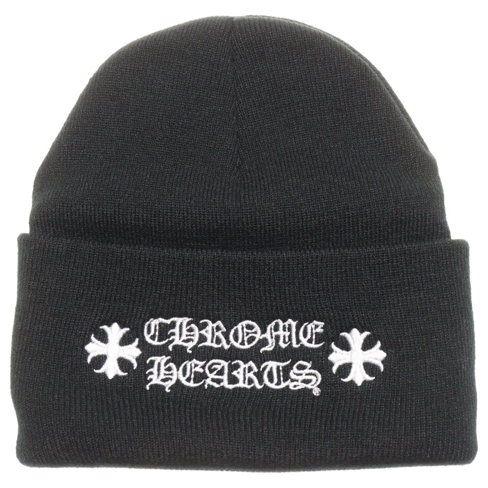 CHROME HEARTS(クロムハーツ) WATCH CAP ワッチキャップ ロゴ刺繍 アクリルビーニー ニットキャップ 帽子 ブラック