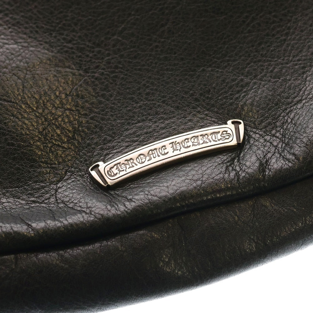 CHROME HEARTS(クロムハーツ) ZIP TOP ジップトップ クロスパッチ レザーショルダーバッグ ブラック