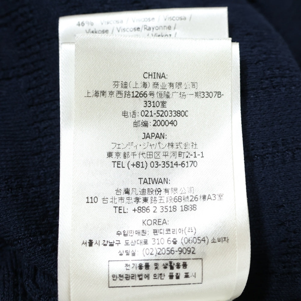 FENDI(フェンディ) FFロゴ ズッカ柄 ニット ノースリーブワンピース ネイビー レディース