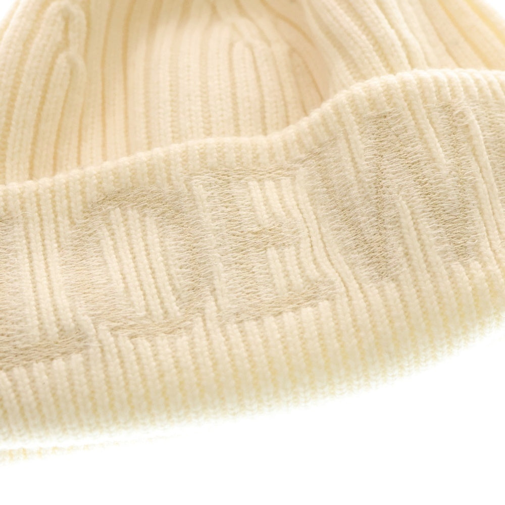 LOEWE(ロエベ) F540257X23 リブ編みウールニット帽子 ニットキャップ ホワイト