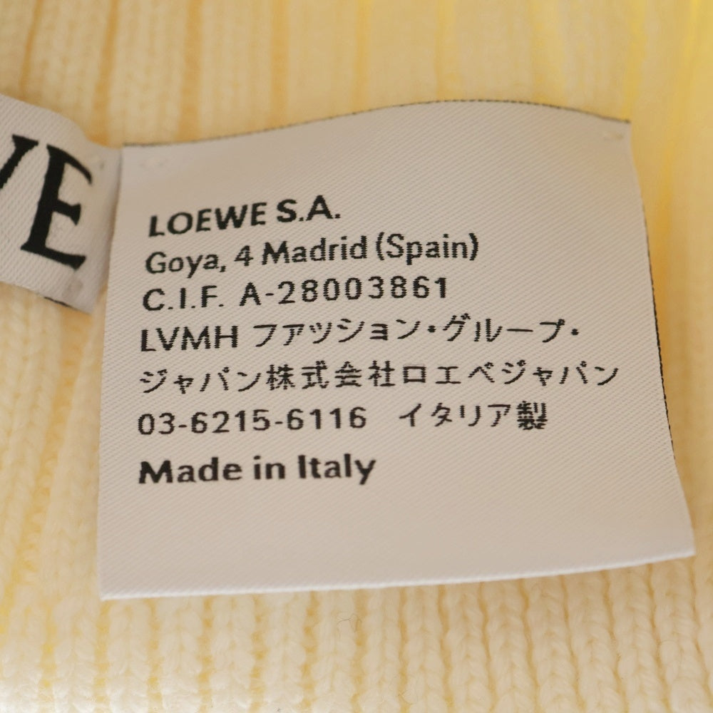 LOEWE(ロエベ) F540257X23 リブ編みウールニット帽子 ニットキャップ ホワイト