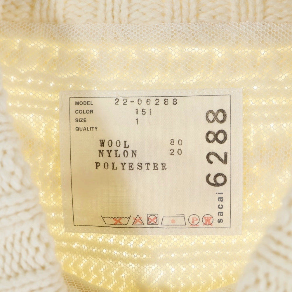Sacai(サカイ) 22AW モックネックケーブルニット セーター 22-06288 ホワイト