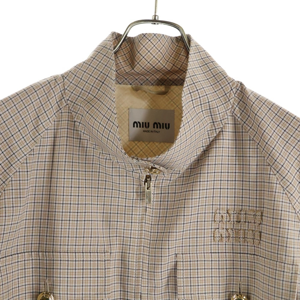 miumiu(ミュウミュウ) 23AW Checked Blouson Jacket チェック バージンウール ブルゾンジャケット ML943 S232 14Q8 ベージュ