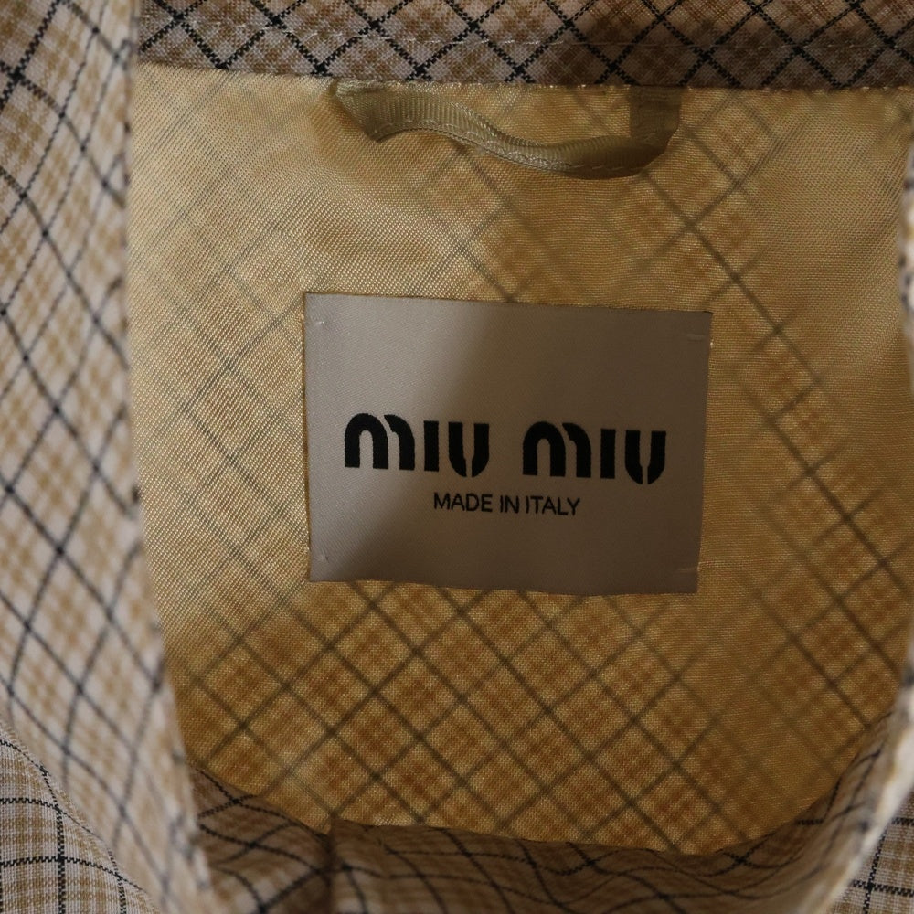 miumiu(ミュウミュウ) 23AW Checked Blouson Jacket チェック バージンウール ブルゾンジャケット ML943 S232 14Q8 ベージュ