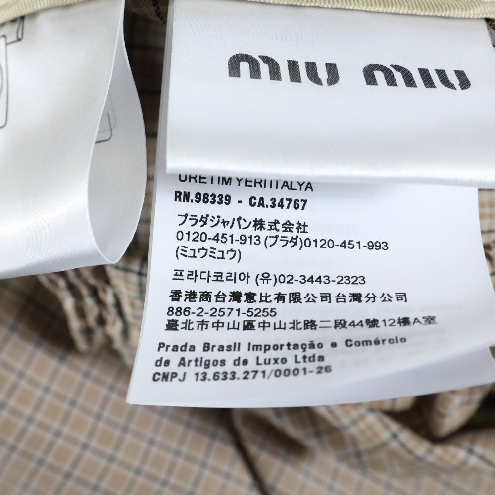 miumiu(ミュウミュウ) 23AW Checked Blouson Jacket チェック バージンウール ブルゾンジャケット ML943 S232 14Q8 ベージュ