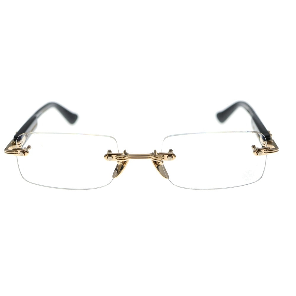 CHROME HEARTS(クロムハーツ) DEEP 1 ディープ1 フローラルクロステンプル リムレス サングラス メガネ 眼鏡 ブラック/ゴールド 54□21ー146