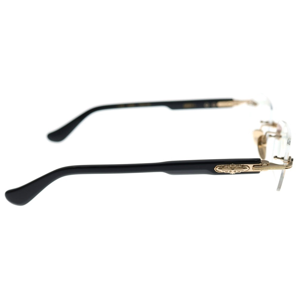 CHROME HEARTS(クロムハーツ) DEEP 1 ディープ1 フローラルクロステンプル リムレス サングラス メガネ 眼鏡 ブラック/ゴールド 54□21ー146