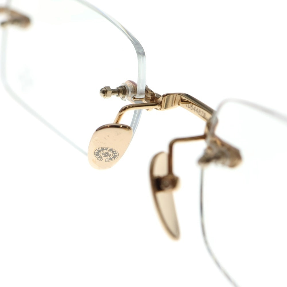 CHROME HEARTS(クロムハーツ) DEEP 1 ディープ1 フローラルクロステンプル リムレス サングラス メガネ 眼鏡 ブラック/ゴールド 54□21ー146