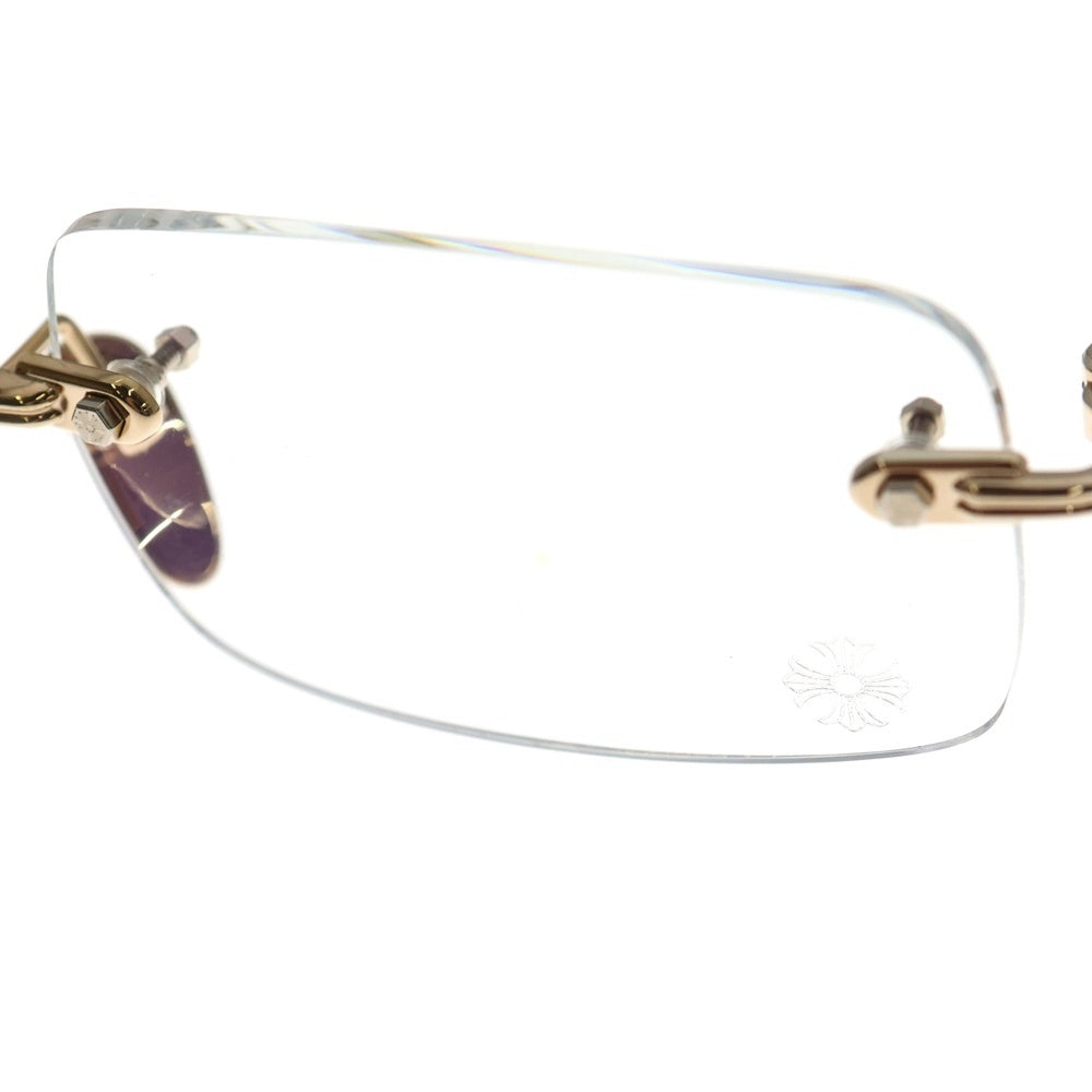 CHROME HEARTS(クロムハーツ) DEEP 1 ディープ1 フローラルクロステンプル リムレス サングラス メガネ 眼鏡 ブラック/ゴールド 54□21ー146