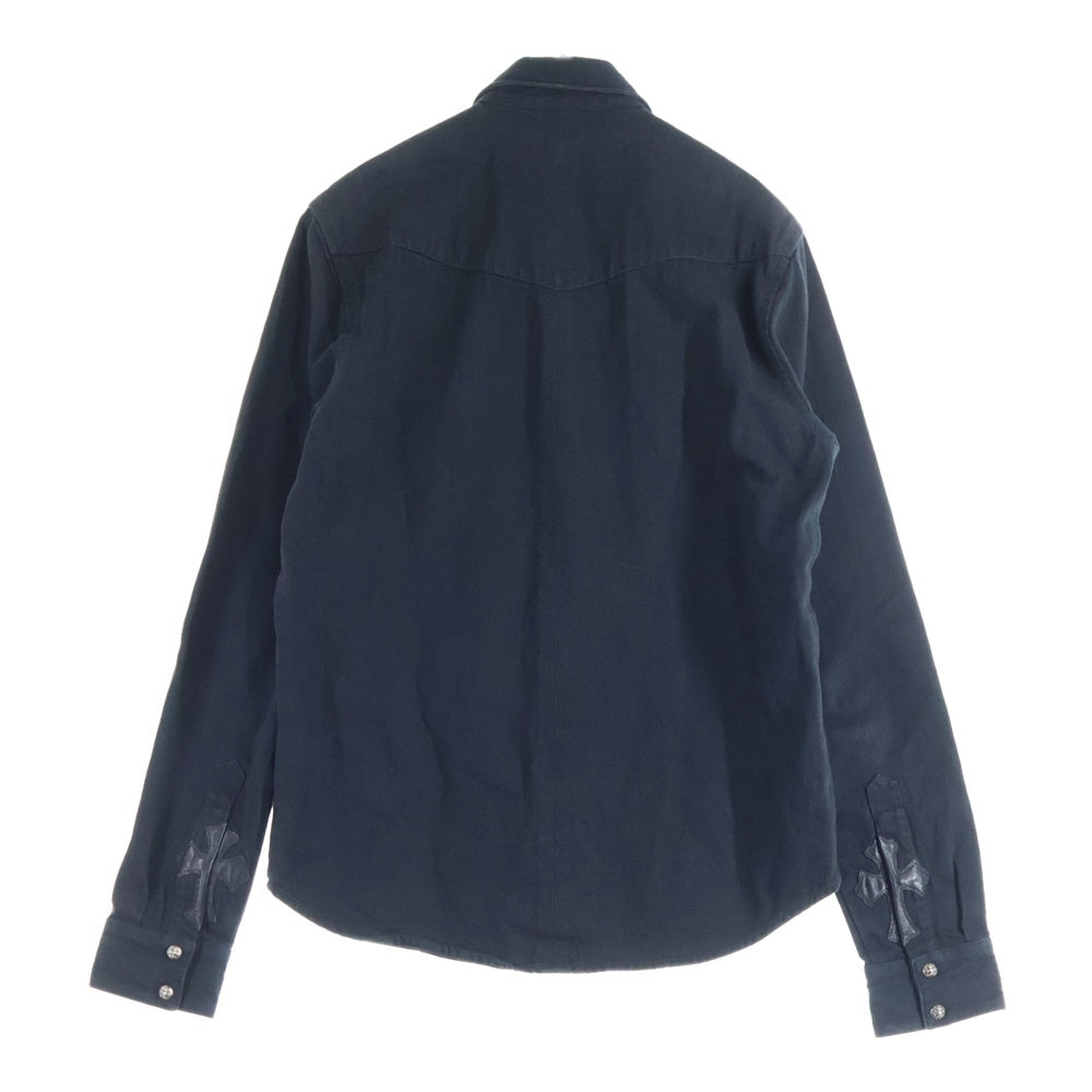 CHROME HEARTS(クロムハーツ) クロスボールボタン アームクロスパッチ デニムシャツ ブラック