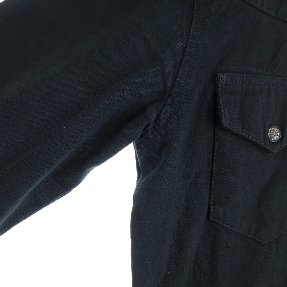 CHROME HEARTS(クロムハーツ) クロスボールボタン アームクロスパッチ デニムシャツ ブラック