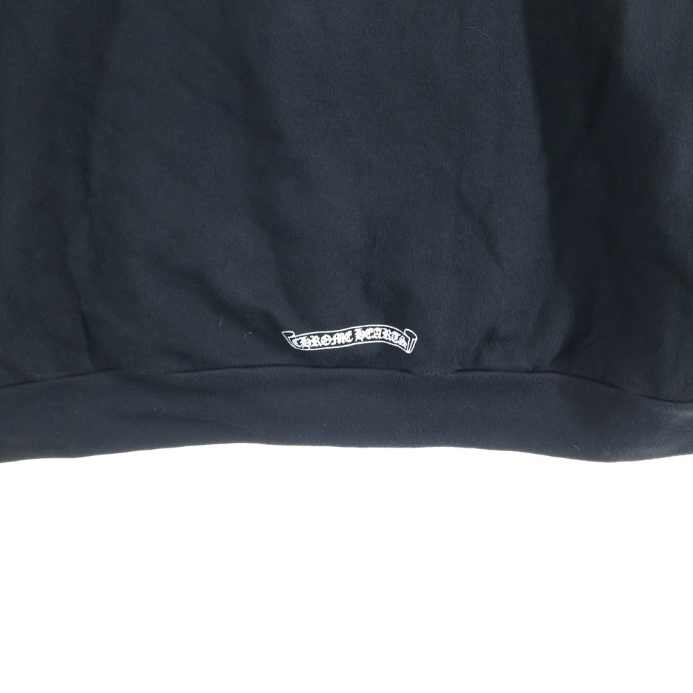 CHROME HEARTS(クロムハーツ) SWTSHRT PLVR 袖フローラルバックホースシュープリントプルオーバーパーカー ブラック/ホワイト