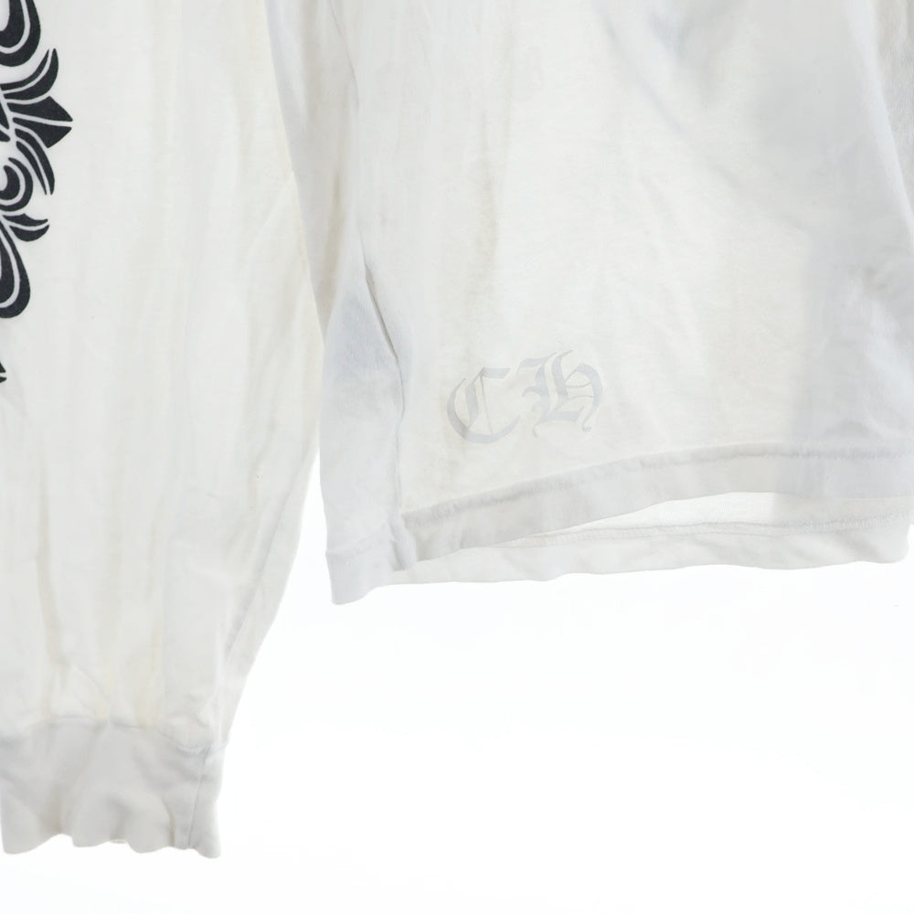 CHROME HEARTS(クロムハーツ) Back Horseshoe L/S バックホースシュー 袖フローラルプリント ロングスリーブカットソー 長袖Tシャツ ホワイト