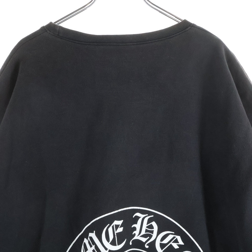 CHROME HEARTS(クロムハーツ) Horseshoe Crewneck Sweatshirt ホースシュープリント 袖フローラル クルーネックスウェットトレーナー ブラック