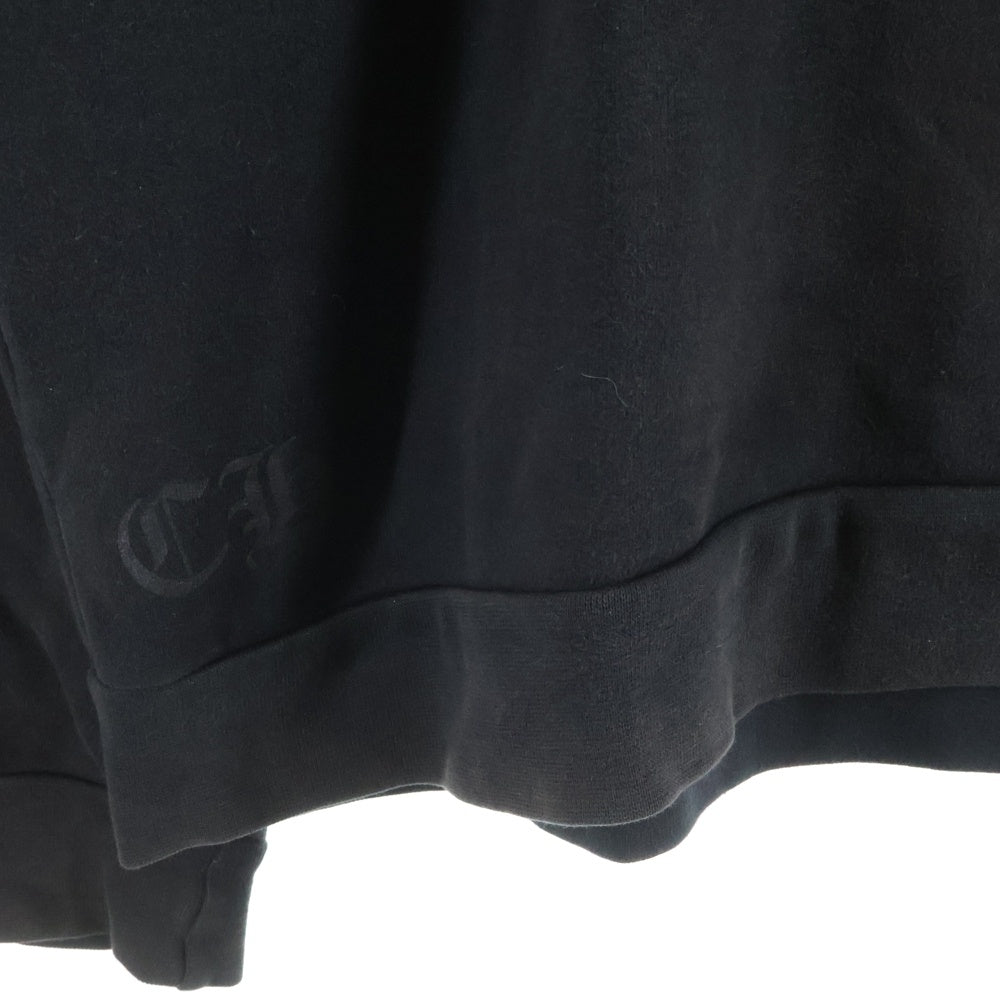 CHROME HEARTS(クロムハーツ) Horseshoe Crewneck Sweatshirt ホースシュープリント 袖フローラル クルーネックスウェットトレーナー ブラック