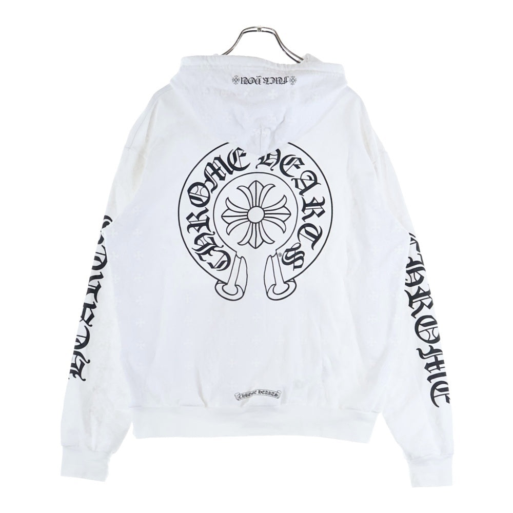 CHROME HEARTS(クロムハーツ) CHプラス総柄バックホースシュープリントジップアップパーカー フーディー ホワイト