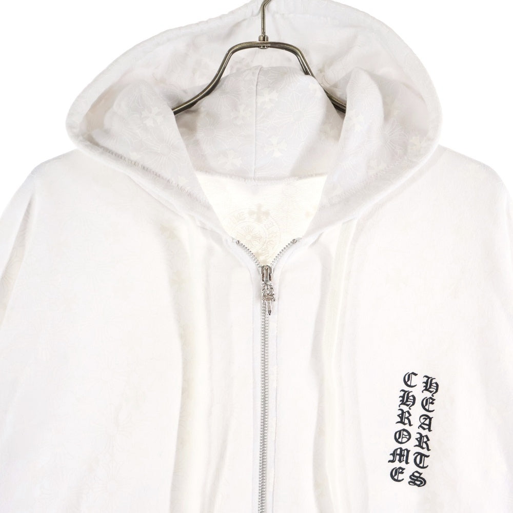 CHROME HEARTS(クロムハーツ) CHプラス総柄バックホースシュープリントジップアップパーカー フーディー ホワイト