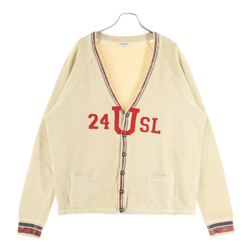 SAINT LAURENT PARIS(サンローランパリ) 635997 YBWM2 クラッシュ加工カーディガン ベージュ