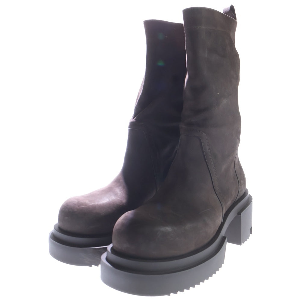 Rick Owens(リックオウエンス) Concordians Calf Pull On Bogun Boot RU02E1838 LWN バイカー コンバット ブーツ ブラウン