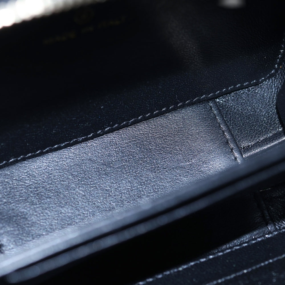 CHANEL(シャネル) マトラッセ ココマーク ラムスキン ハンドバッグ バニティバッグ ミニ チェーンショルダー ブラック/ゴールド レディース