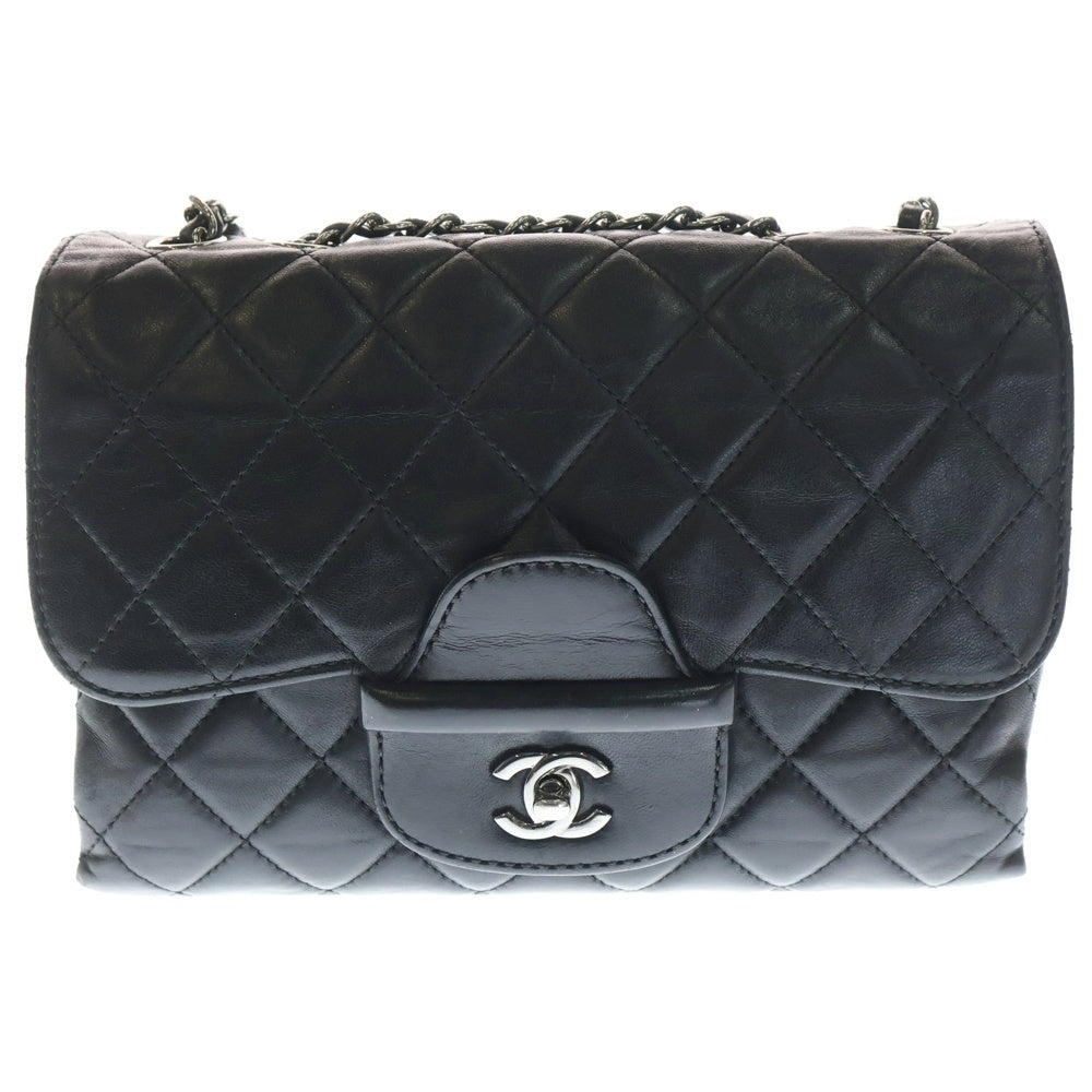 CHANEL(シャネル) 14年製 マトラッセ25 ラムスキン シルバー金具 ショルダーバッグ ブラック/シルバー レディース