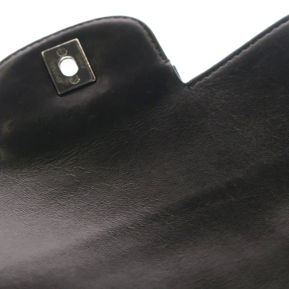 CHANEL(シャネル) 14年製 マトラッセ25 ラムスキン シルバー金具 ショルダーバッグ ブラック/シルバー レディース