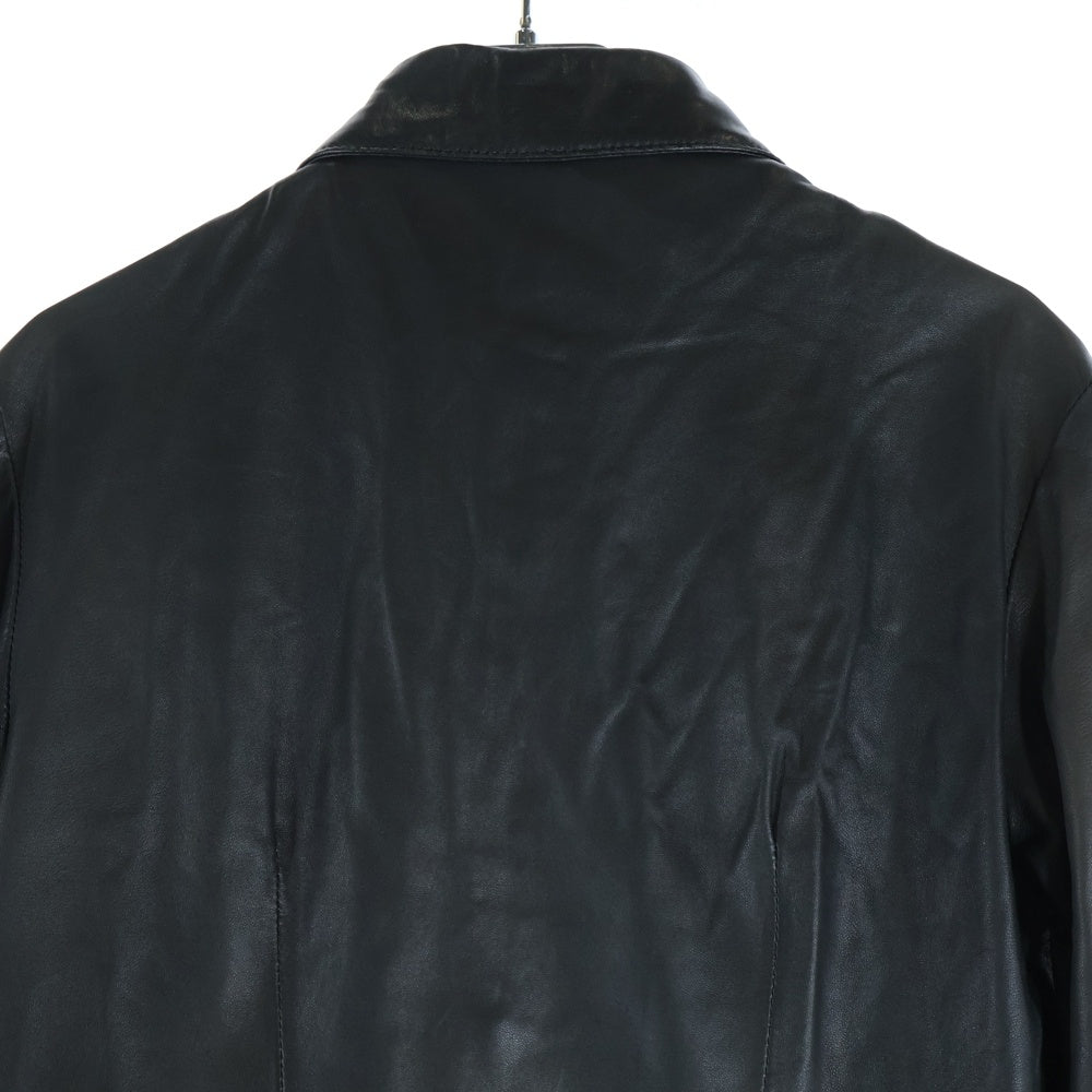 CHROME HEARTS(クロムハーツ) クロスボールボタン レザーロングコート ジャケット ブラック