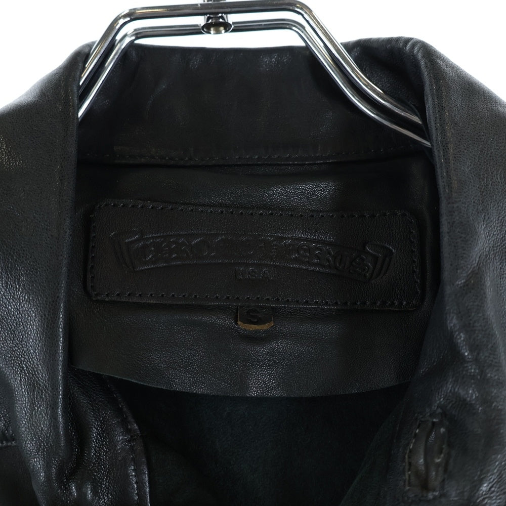CHROME HEARTS(クロムハーツ) クロスボールボタン レザーロングコート ジャケット ブラック