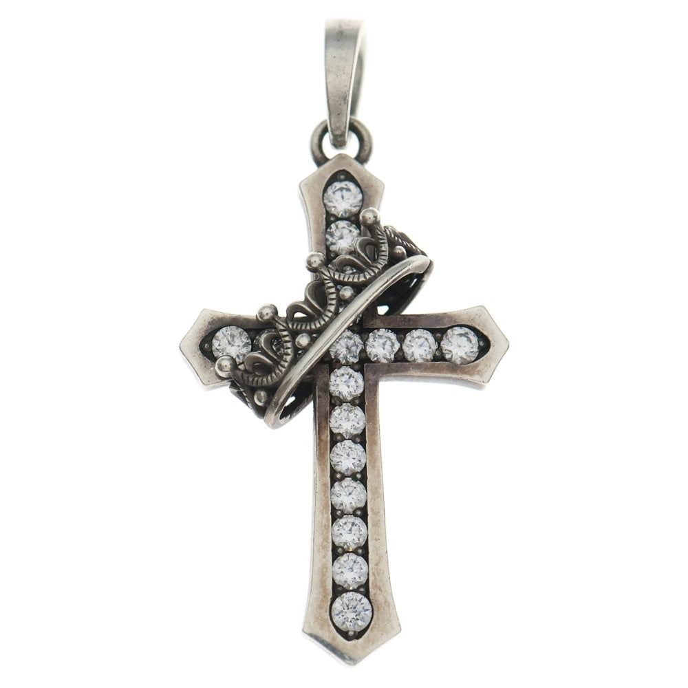 Justin Davis(ジャスティンデイヴィス) CROSS WITH CROWN/STONE クロス クラウン ペンダントトップ シルバー