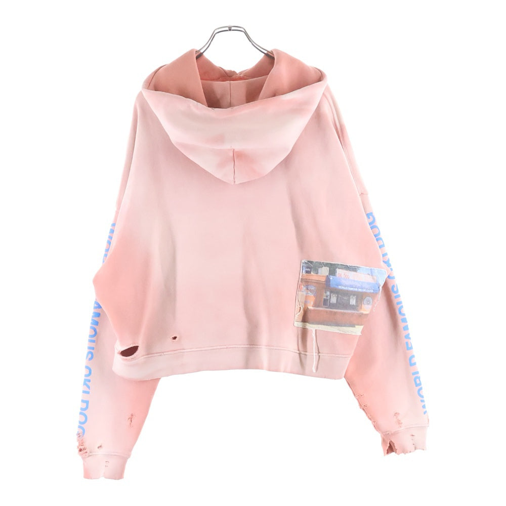 Paly Hollywood(パリーハリウッド) 25AW ヒューマンプリントビジュー装飾プルパーカー フーディー ピンク