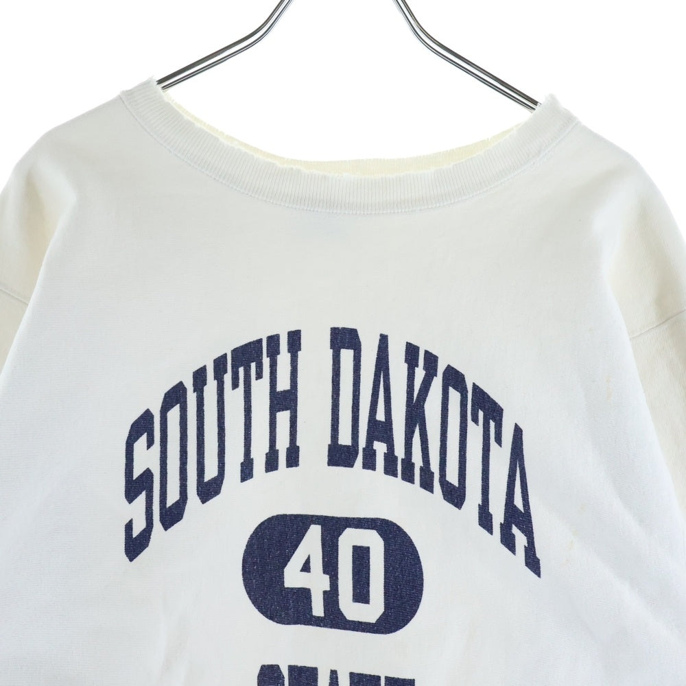 CHAMPION(チャンピオン) 80s REVERSE WEAVE USA製 3段プリント 染み込み スウェット トレーナー ホワイト