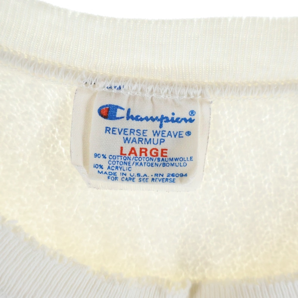 CHAMPION(チャンピオン) 80s REVERSE WEAVE USA製 3段プリント 染み込み スウェット トレーナー ホワイト