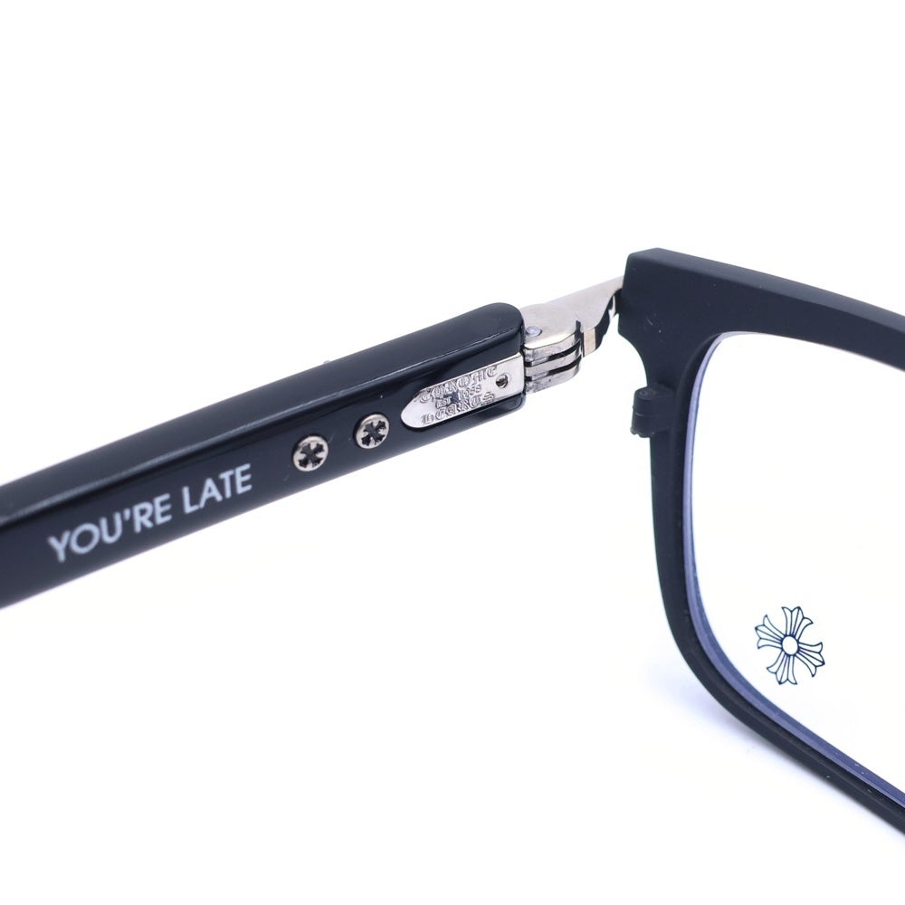 CHROME HEARTS(クロムハーツ) YOU'RE LATE フローラルクロステンプルスクエアサングラス アイウェア メガネ 眼鏡 ブラック/シルバー 56□18-146
