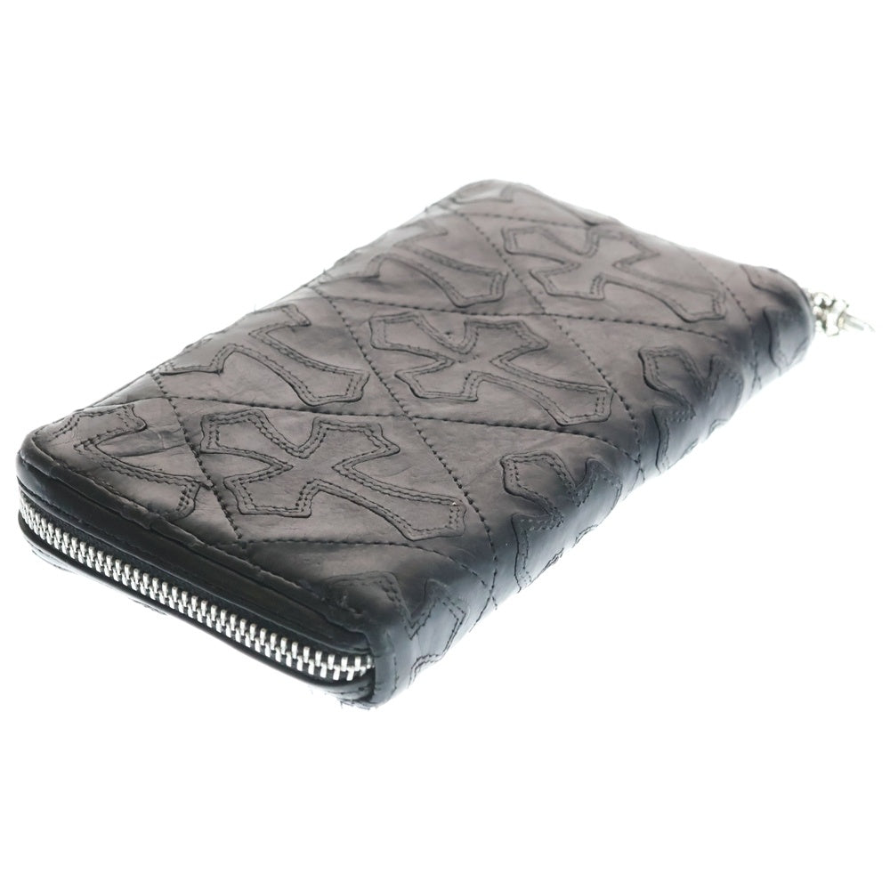 CHROME HEARTS(クロムハーツ) REC F ZIP QUILTED セメタリークロスキルティングレザーウォレット財布 ブラック