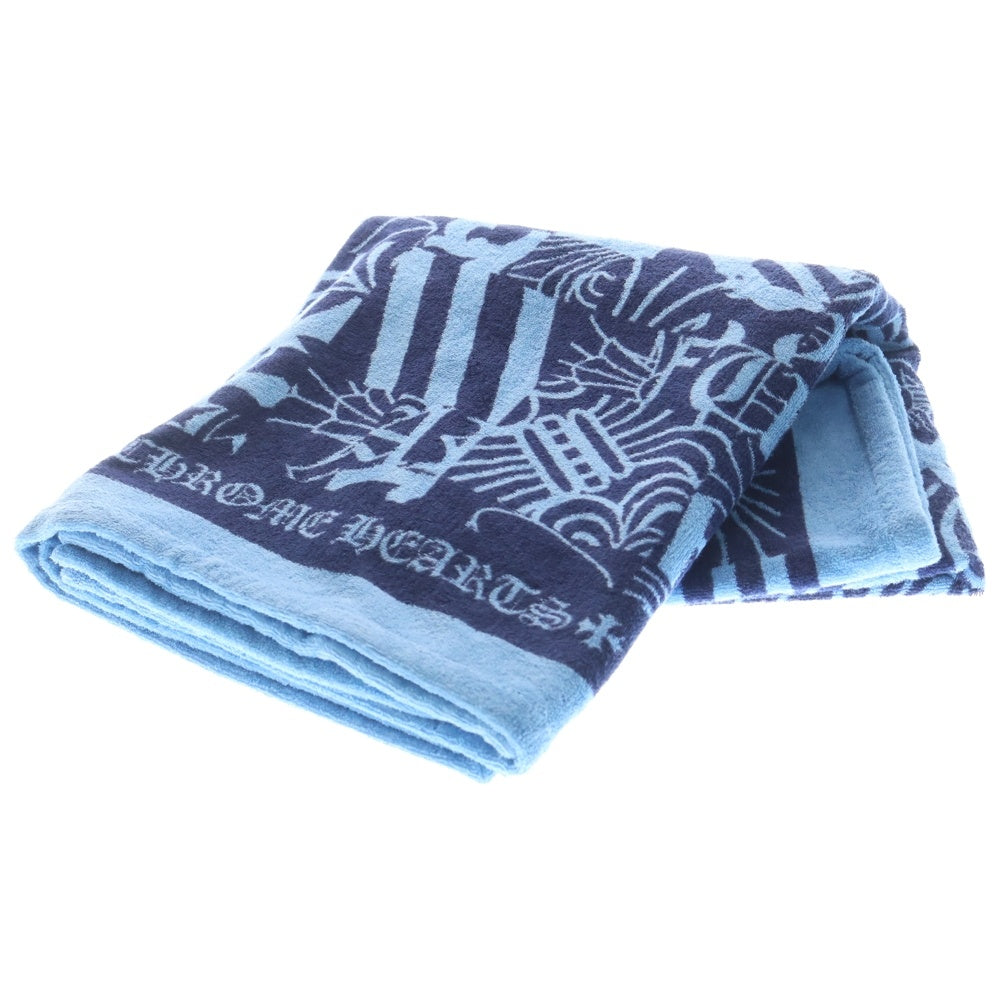 CHROME HEARTS(クロムハーツ) CH CROSS Jacquard Beach Towel 総柄ビーチタオル バスタオル ブランケット ブルー