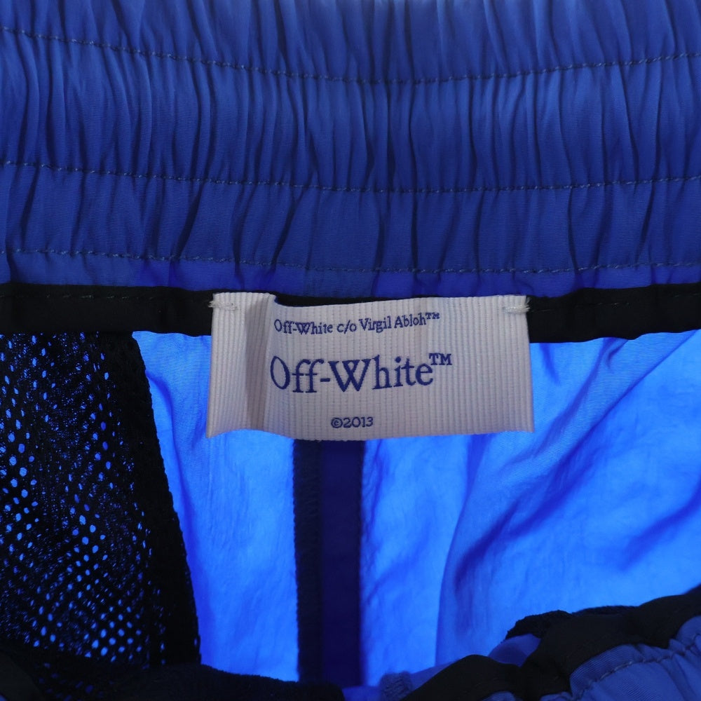 OFF-WHITE(オフホワイト) ロゴプリントドローストリングトラウザー パンツ ブルー OMCJ03DF25FAB002