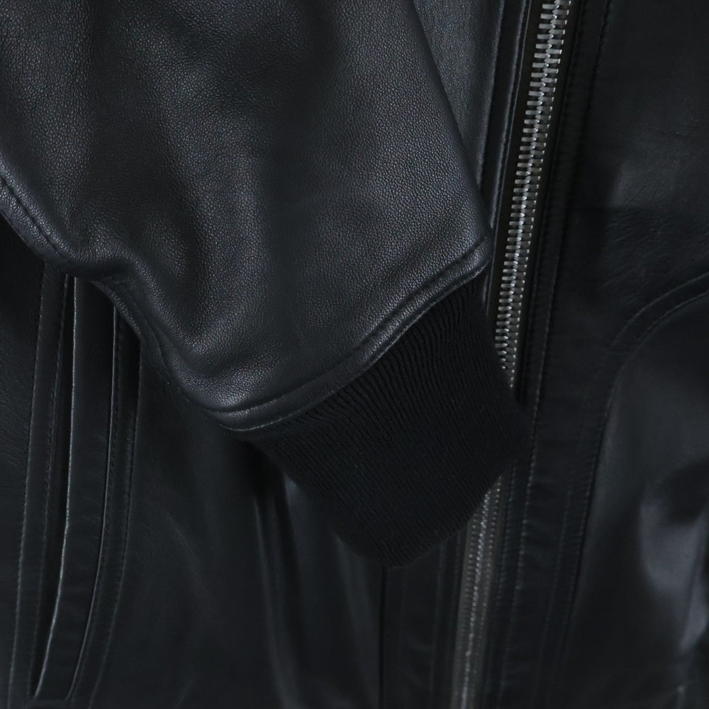 Rick Owens(リックオウエンス) Intarsia Leather Jacket RU01B1761-LLP ジップ レザージャケット ブラック