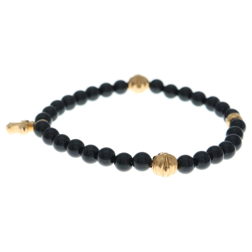CHROME HEARTS(クロムハーツ) 22k 6mm BEAD 6mmビーズブレス スタッククロス BEAD 6mm ブラックビーズ ブレスレット ブラック/ゴールド