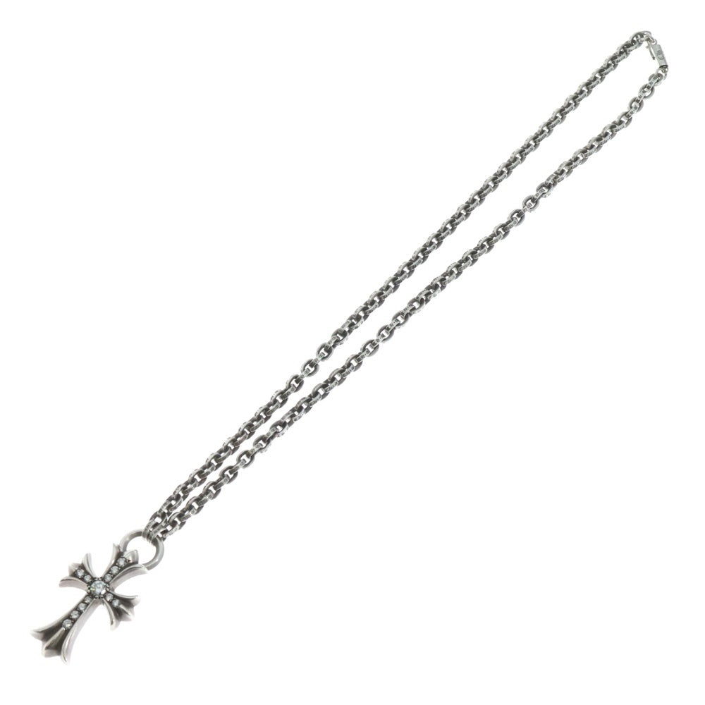シルバー925 スモールクロスペンダントパヴェダイヤ ペーパーチェーンネックレス CHROME HEARTS(クロムハーツ) CH CRS SML PPR CHN P/D スモールクロス