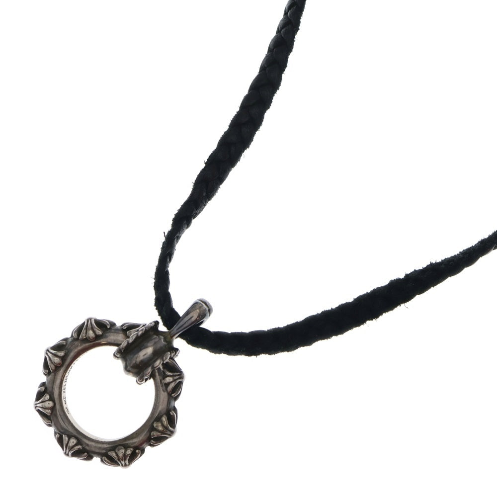 CHROME HEARTS(クロムハーツ) EWLP CROSS BAND アイウェアループ クロスバンド WITH レザーブレード ネックレストップ シルバー/ブラック