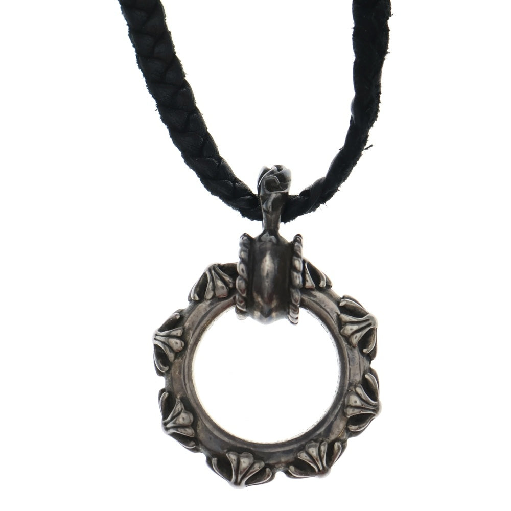 CHROME HEARTS(クロムハーツ) EWLP CROSS BAND アイウェアループ クロスバンド WITH レザーブレード ネックレストップ シルバー/ブラック